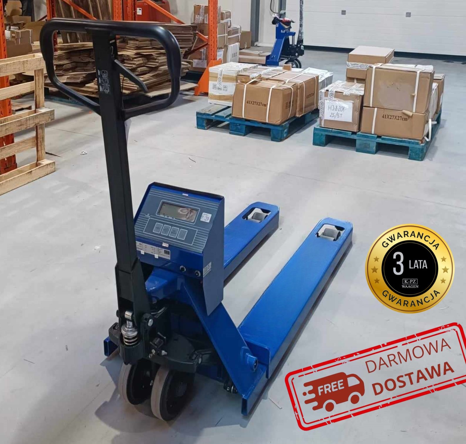 Wózek paletowy z wagą KPZ 71-9X - 2500 kg / 0,2 kg